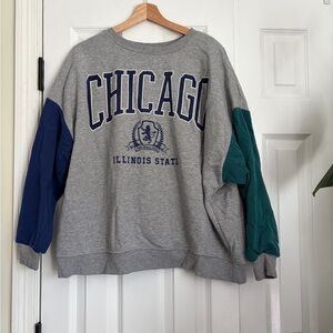 Chicago Color-block Gray Crewneck Sweatshirt